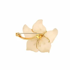 Broche vintage lys cristal de roche diamants or jaune