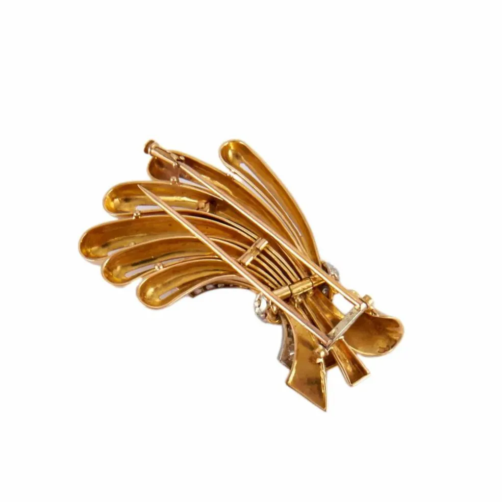 BROCHE VINTAGE OR & DIAMANTS