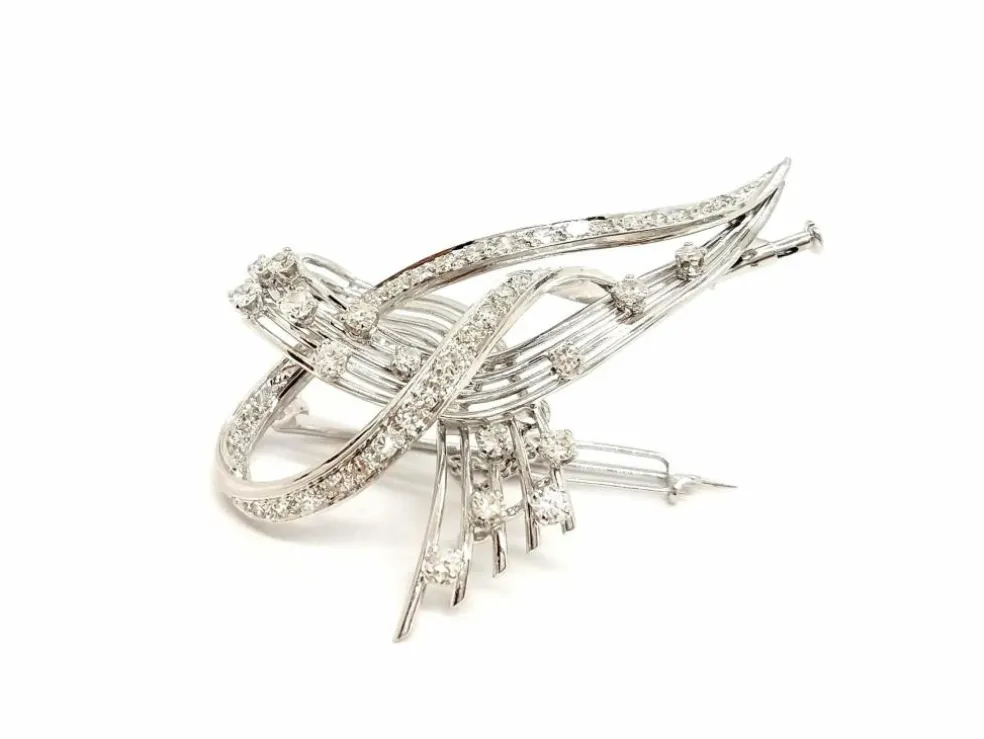 Broche Vintage Or blanc Diamant
