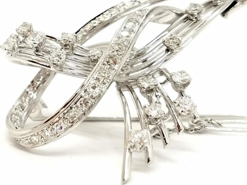 Broche Vintage Or blanc Diamant