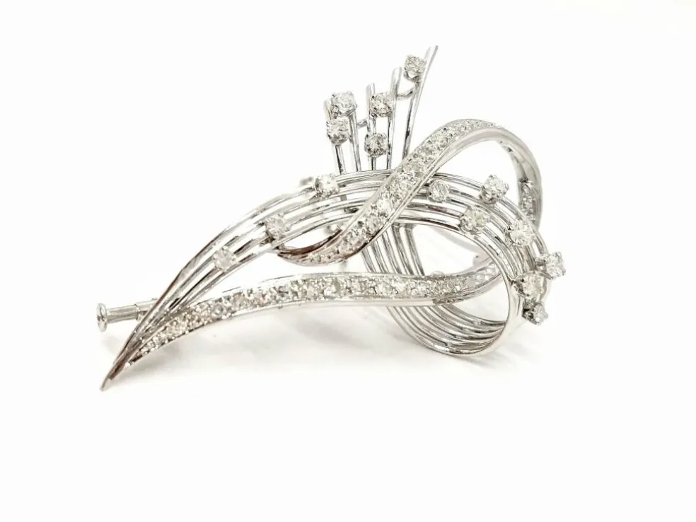 Broche Vintage Or blanc Diamant