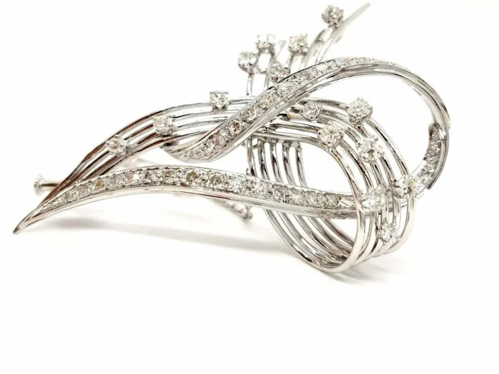 Broche Vintage Or blanc Diamant