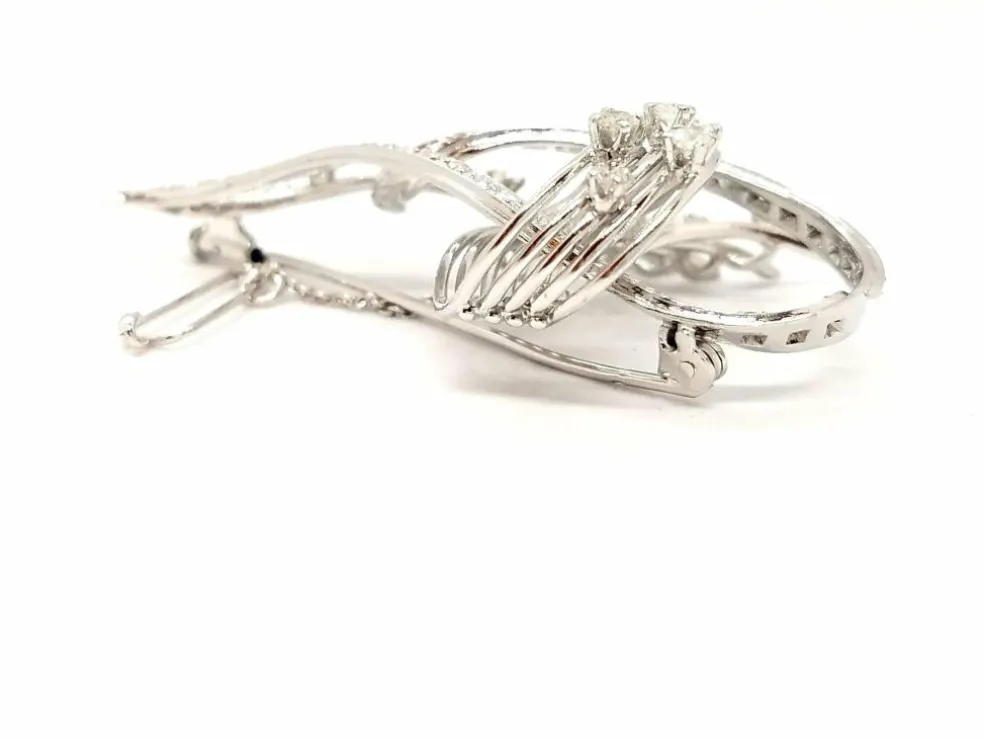 Broche Vintage Or blanc Diamant