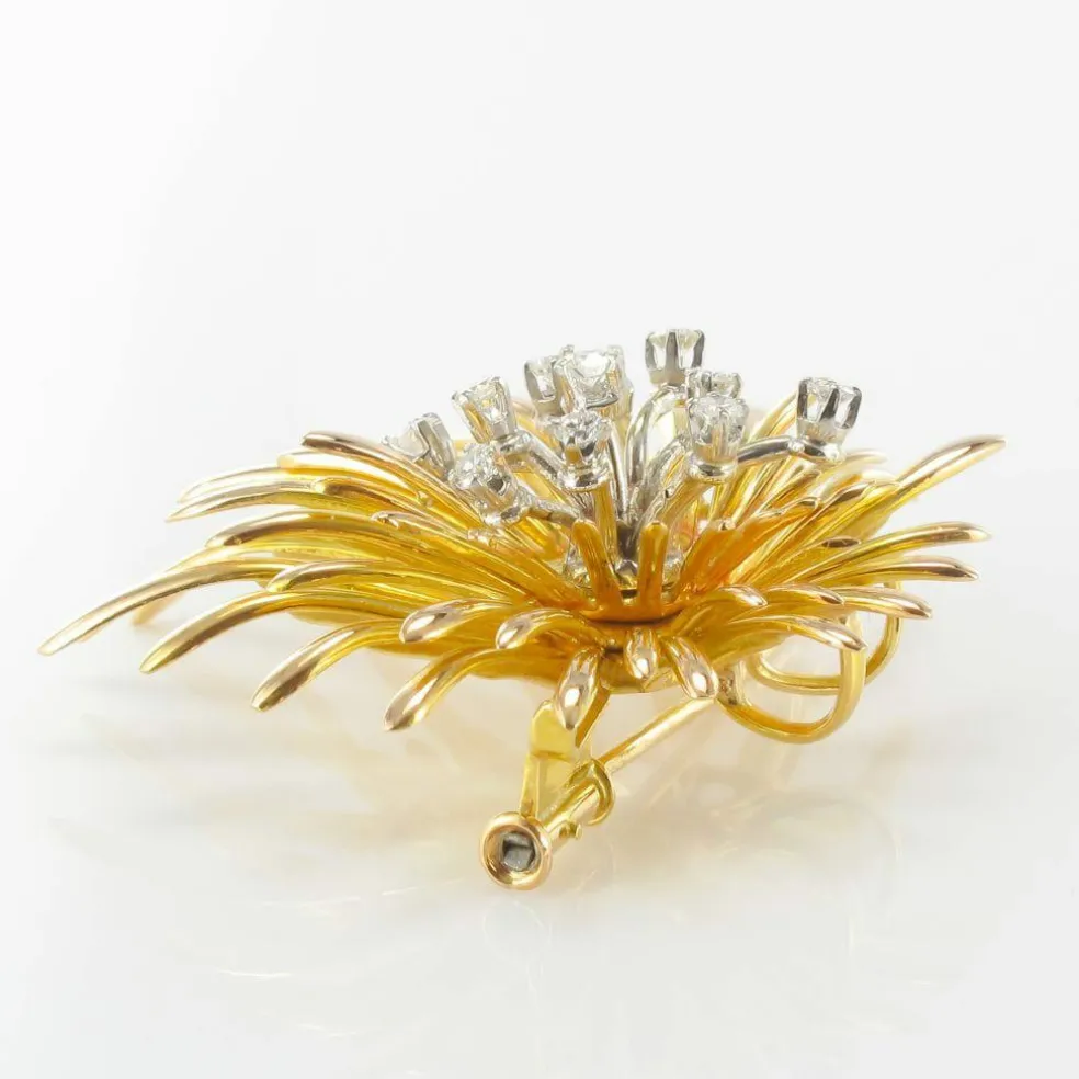 Broche vintage or diamants