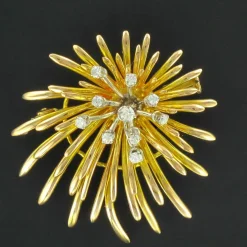 Broche vintage or diamants