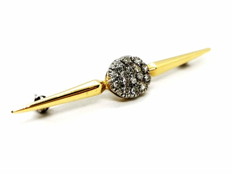 Broche Vintage Or jaune, Or blanc Diamant