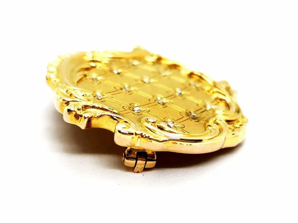 Broche Vintage Or jaune, Or rose Diamant