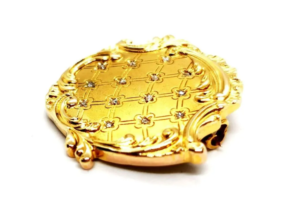 Broche Vintage Or jaune, Or rose Diamant
