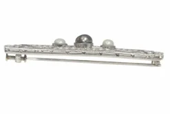 Broche vintage platine diamants et perles