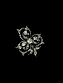 Broche Volutes Diamants XIXème Siècle
