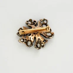 Broche XIXe Eglantine, Or, Argent et Diamants Taille Rose