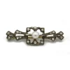 Broche XIXème or jaune argent perle et diamants