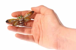 Broche-Pendentif abeille vintage avec émail Plique-à-Jour et ailes tremblantes