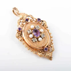Broche/pendentif améthyste et diamants