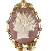 Broche/pendentif camée en agate, perles fines