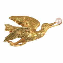Broche-pendentif cigogne victorienne