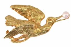 Broche-pendentif cigogne victorienne
