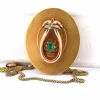 Broche/pendentif en or jaune, émeraude, perles