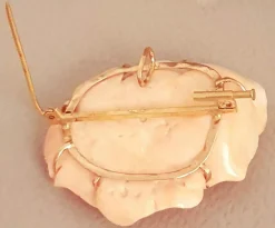 Broche/Pendentif fleur Or jaune Corail