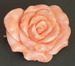 Broche/Pendentif fleur Or jaune Corail