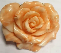 Broche/Pendentif fleur Or jaune Corail
