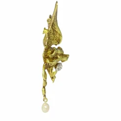 Broche/pendentif griffon, diamants, perle