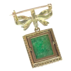 Broche/pendentif nœud diamant, émeraude