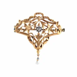 Broche-Pendentif or jaune Art Nouveau