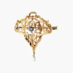 Broche-Pendentif or jaune Art Nouveau
