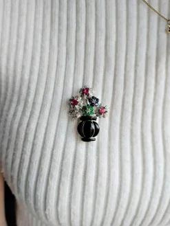 Broche-pendentif Panier De Fleurs