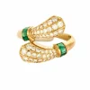 BRY - Bague toi et moi en or jaune, émeraudes et diamants