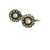 Bucles d'oreilles "églantine" en or, argent, perles et diamants