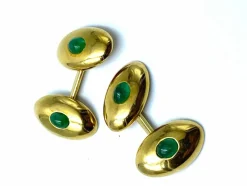 Cabochon emerald cufflinks