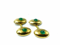 Cabochon emerald cufflinks