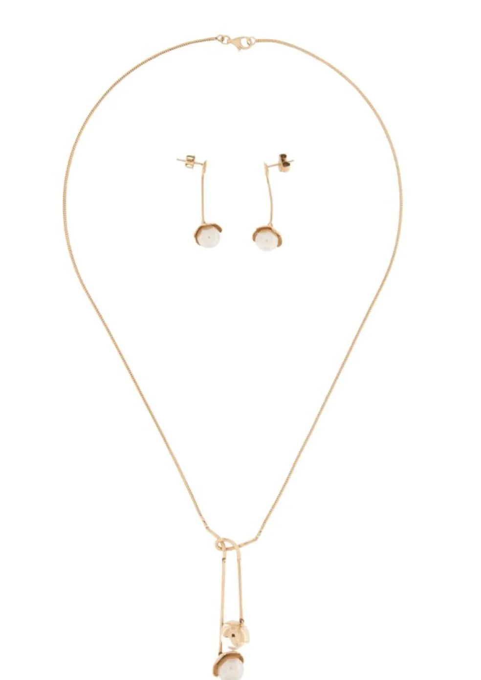 CACHAREL Parure Collier et Boucles d'Oreilles Or Jaune et Perles
