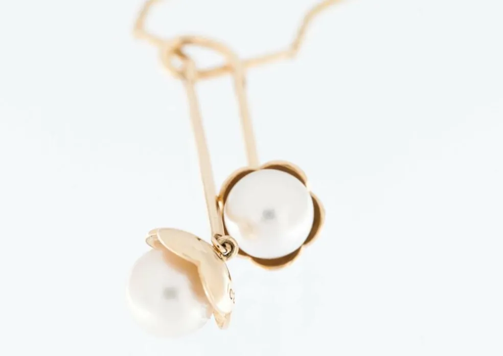 CACHAREL Parure Collier et Boucles d'Oreilles Or Jaune et Perles
