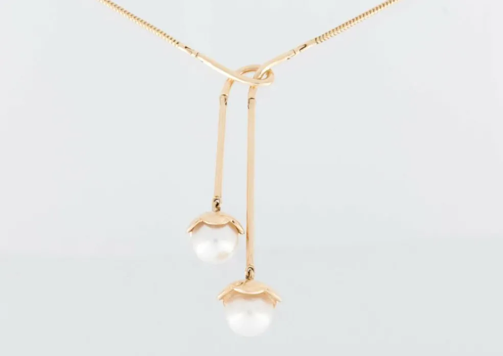 CACHAREL Parure Collier et Boucles d'Oreilles Or Jaune et Perles