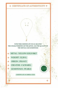CACHAREL Parure Collier et Boucles d'Oreilles Or Jaune et Perles