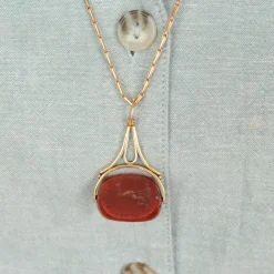 Cachet à Devise Pendentif Agate rouge