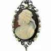Camée victorienne or blanc argent perles et diamants