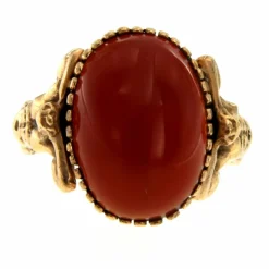 Carnelian Gold Sculptural Man Body Dome Gold Ring