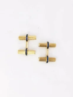 CARTIER - Boutons de manchette or saphirs calibrés