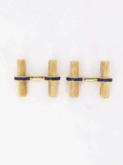 CARTIER - Boutons de manchette or saphirs calibrés