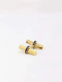 CARTIER - Boutons de manchette or saphirs calibrés