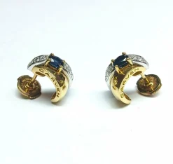Carven - Boucles d'oreille or jaune, or blanc, diamants et saphirs