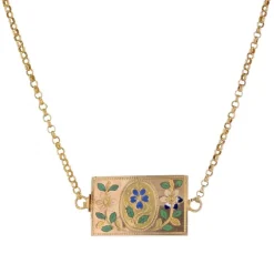 Chaine ancienne jaseron et son fermoir émaillé