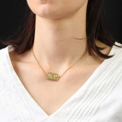Chaine ancienne jaseron et son fermoir émaillé