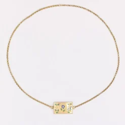 Chaine ancienne jaseron et son fermoir émaillé