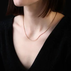 Chaine ancienne maille palmier or rose