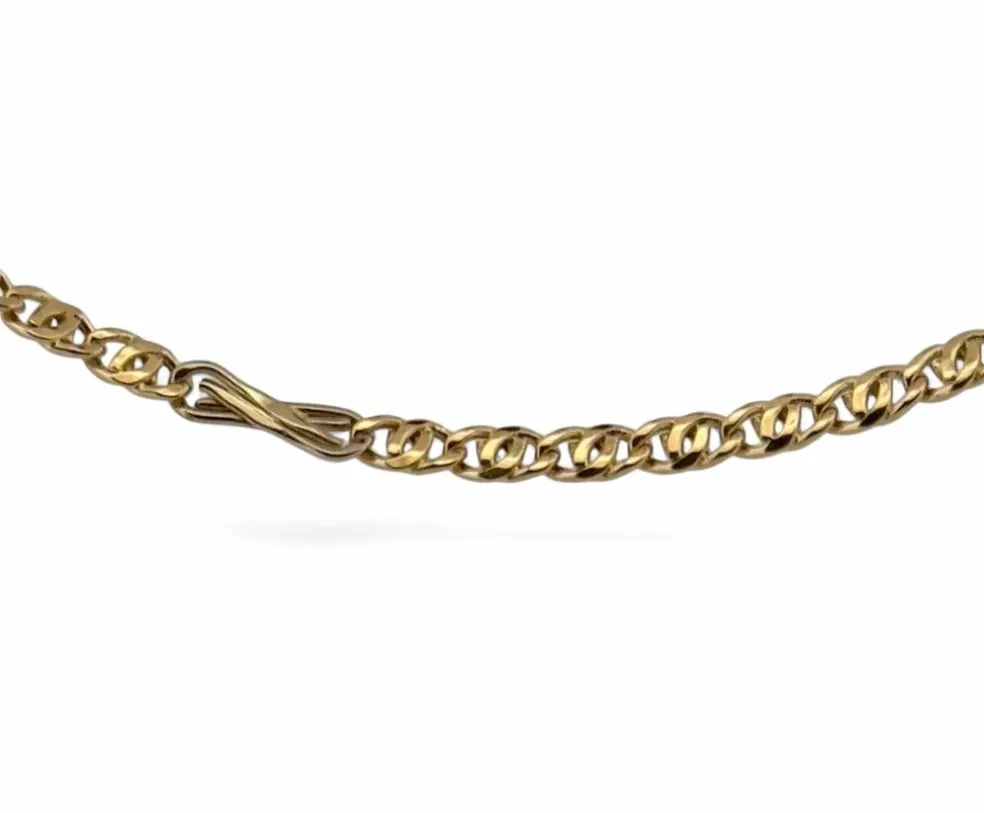 Chaine bicolore maille marine plate en or jaune
